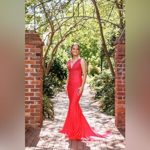 Johnathan Kayne Vibrant Red Prom Dress